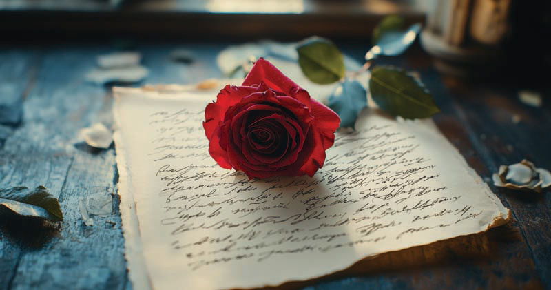 A rose on a letter